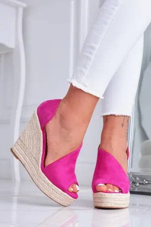 JOLIE - Sandali espadrilles Alexoo fuxia con zeppa in corda