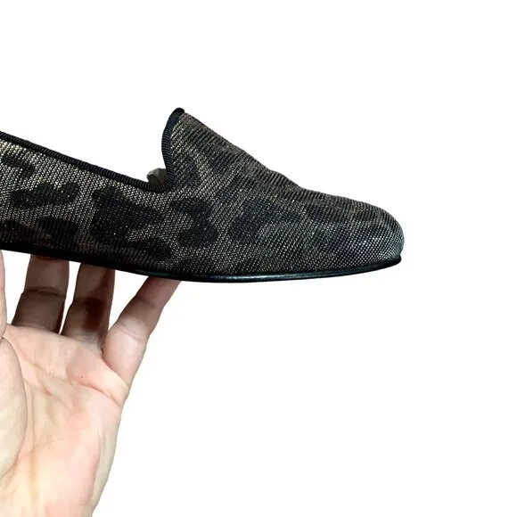Jon Josef Gatsby Loafers Womens 7 M Black Shimmer Leopard Hologram Flats RARE