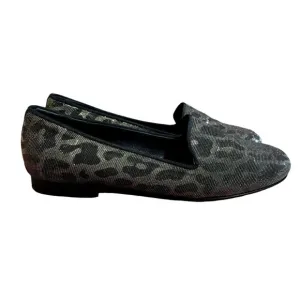 Jon Josef Gatsby Loafers Womens 7 M Black Shimmer Leopard Hologram Flats RARE
