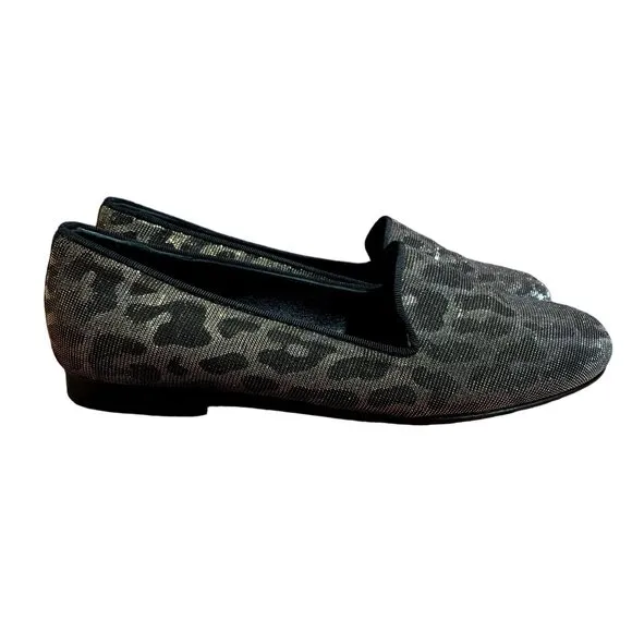 Jon Josef Gatsby Loafers Womens 7 M Black Shimmer Leopard Hologram Flats RARE