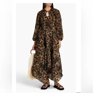 Jonathan Simkhai Tiff printed plissé-georgette maxi dress size 4