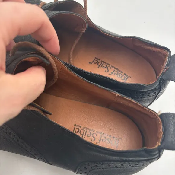 Josef Seibel Women’s 42 Black Leather Sienna 85 Lace Up Loafers