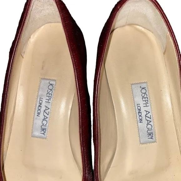 Joseph Azagury London Mary Jane flats loafers rich burgundy hair women’s 37
