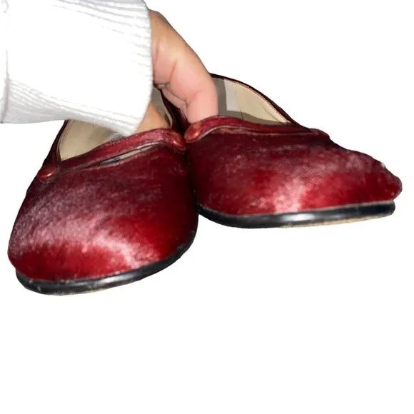 Joseph Azagury London Mary Jane flats loafers rich burgundy hair women’s 37