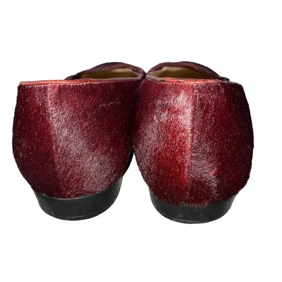 Joseph Azagury London Mary Jane flats loafers rich burgundy hair women’s 37