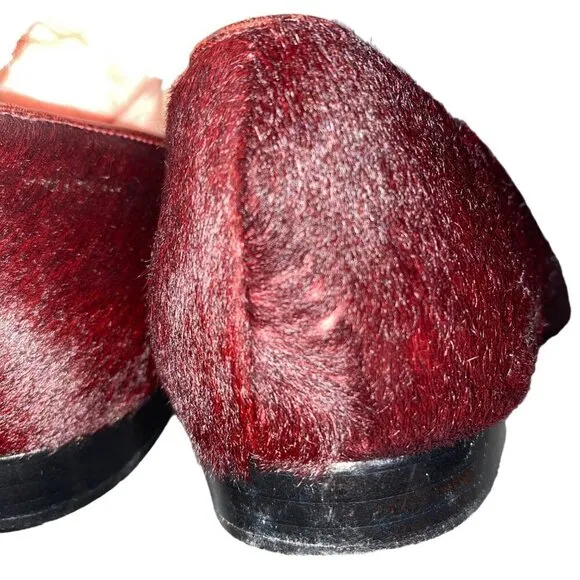 Joseph Azagury London Mary Jane flats loafers rich burgundy hair women’s 37