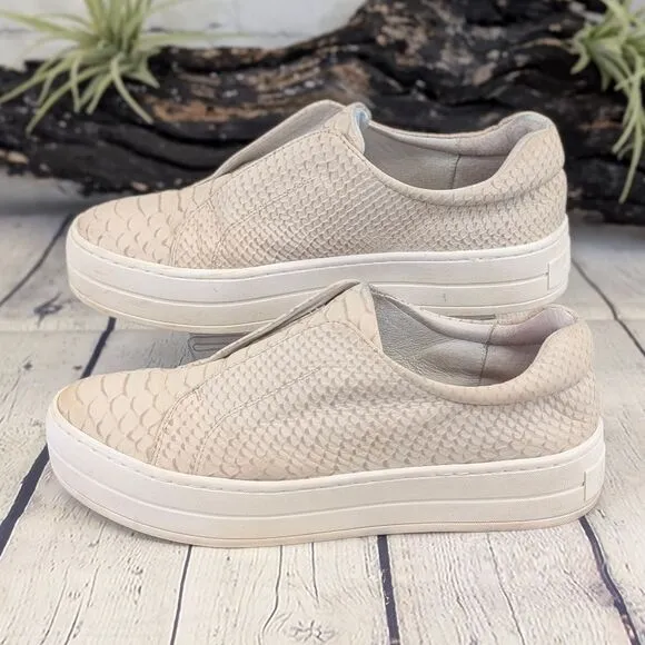J/Slides Heidi Slip-On Leather Sneakers - Snake Embossed Cream