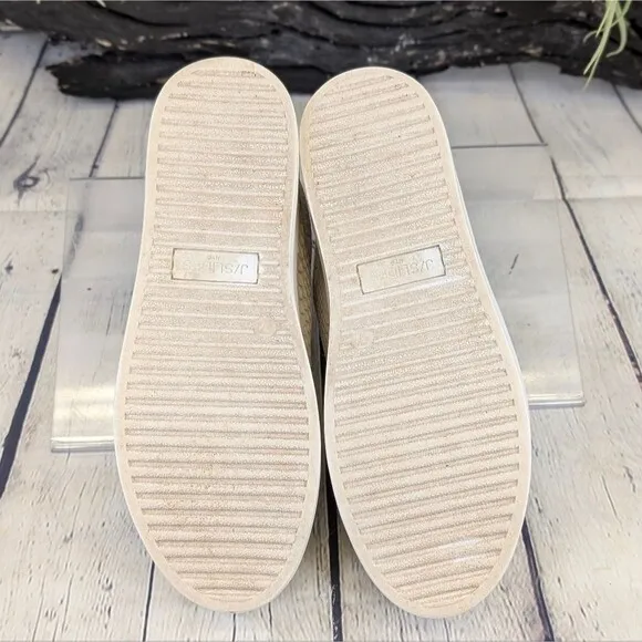 J/Slides Heidi Slip-On Leather Sneakers - Snake Embossed Cream