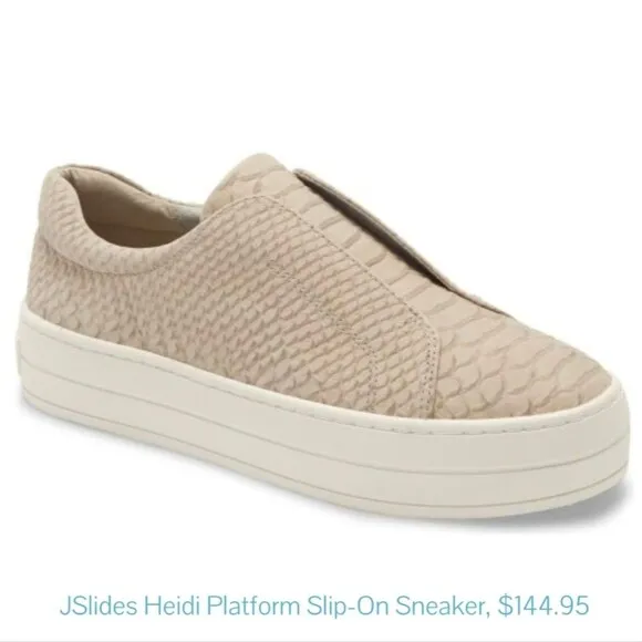 J/Slides Heidi Slip-On Leather Sneakers - Snake Embossed Cream
