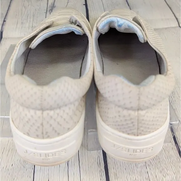 J/Slides Heidi Slip-On Leather Sneakers - Snake Embossed Cream
