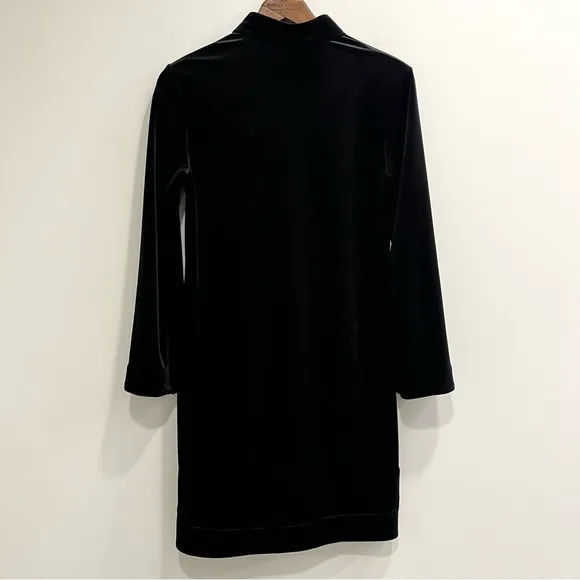 JUDE CONNALLY Kate stretch velvet mini tunic shift dress in black v-neck size