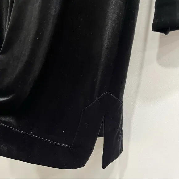 JUDE CONNALLY Kate stretch velvet mini tunic shift dress in black v-neck size