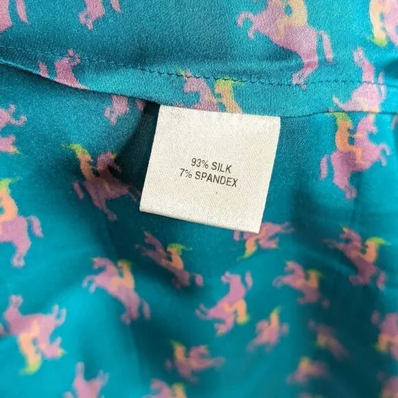 Juliette Dress Naked Elves Purple Unicorns in Stretch Georgette Silk Midi