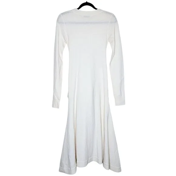 JW Anderson Cream Tie Front Wool Handkerchief Hem Midi Sweater Dress