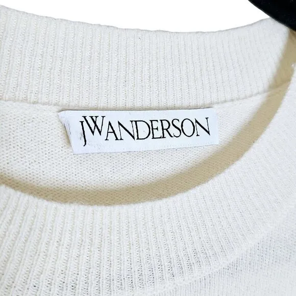 JW Anderson Cream Tie Front Wool Handkerchief Hem Midi Sweater Dress