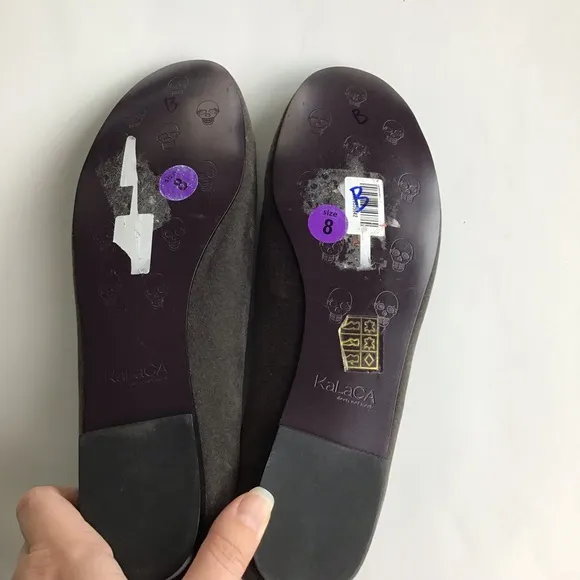 Kalaca Skull Flats 39 Gray Velvet Loafer Driving