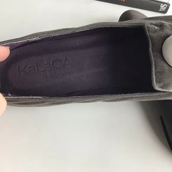 Kalaca Skull Flats 39 Gray Velvet Loafer Driving
