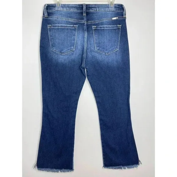 KanCan Quinn Mid Rise Ankle Flare Jeans Raw/Split/Frayed hem size 29