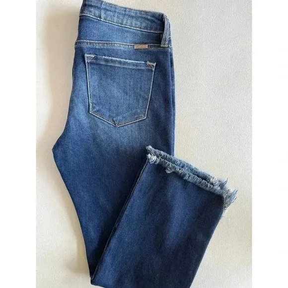 KanCan Quinn Mid Rise Ankle Flare Jeans Raw/Split/Frayed hem size 29