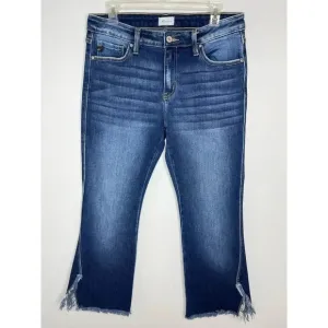KanCan Quinn Mid Rise Ankle Flare Jeans Raw/Split/Frayed hem size 29