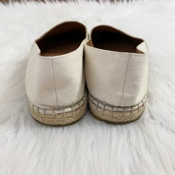 Kate Spade Cream Dahlia Espadrille Flat Loafers w Floral Embroidery Size 8.5