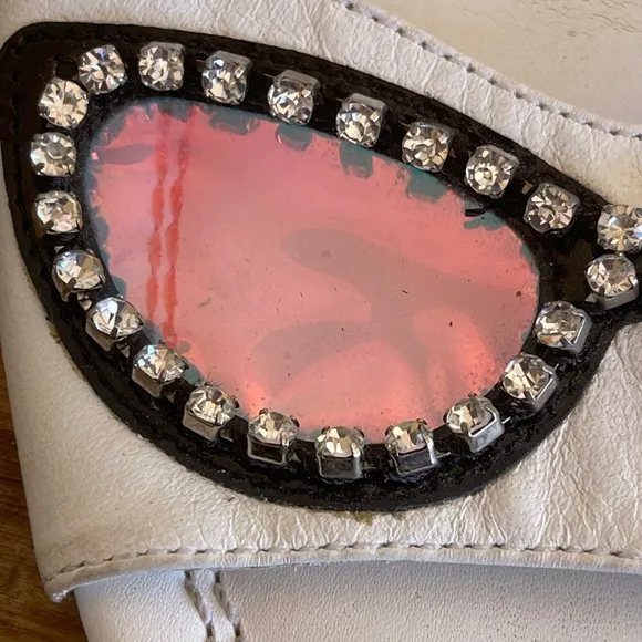 KATE SPADE Cute Slides Flats w/Glasses Rhinestones Iridescent Lenses Sz 7.5M NEW