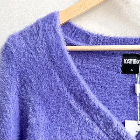 [katie j] fuzzy mara crop cardigan periwinkle XL