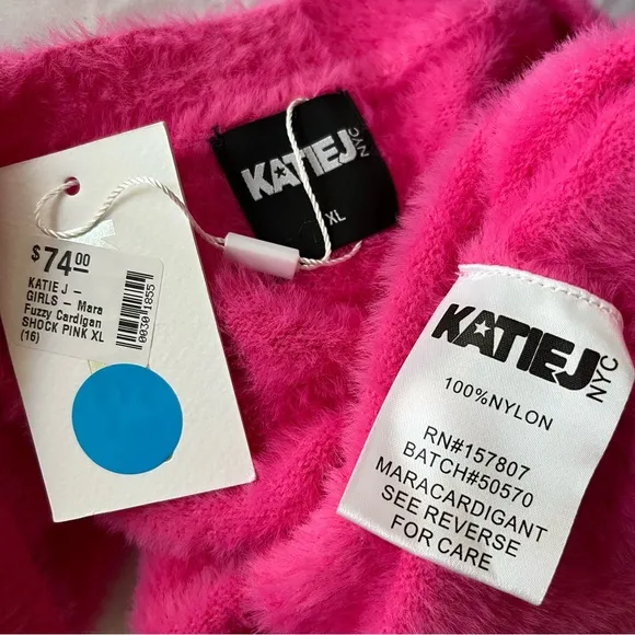 [katie j] fuzzy mara crop cardigan shocking pink XL