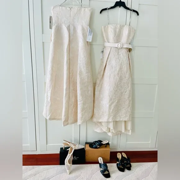 KAY UNGER Bella Strapless Hi-lo Hem Gown   free Gorjana earrings