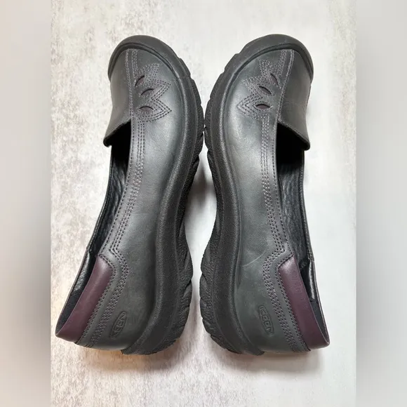 KEEN Women’s Barika Slip On Loafers-Black Leather Upper-Size: 8.5-Preowned, EUC
