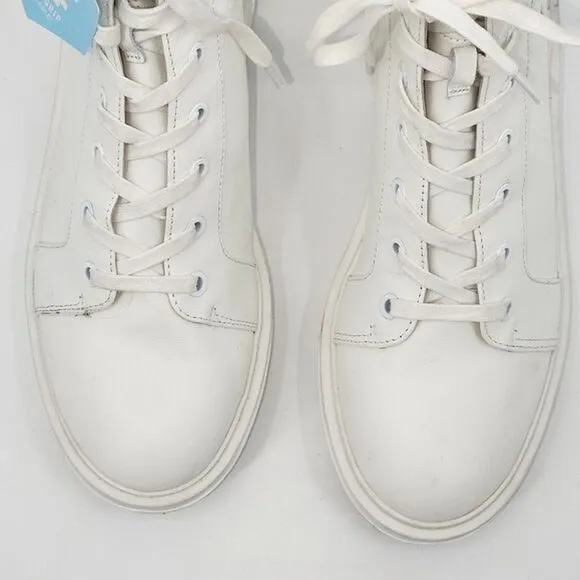 Kenneth Cole Rhode Light Leather Combat Boots with Polar Grip 8.5 White