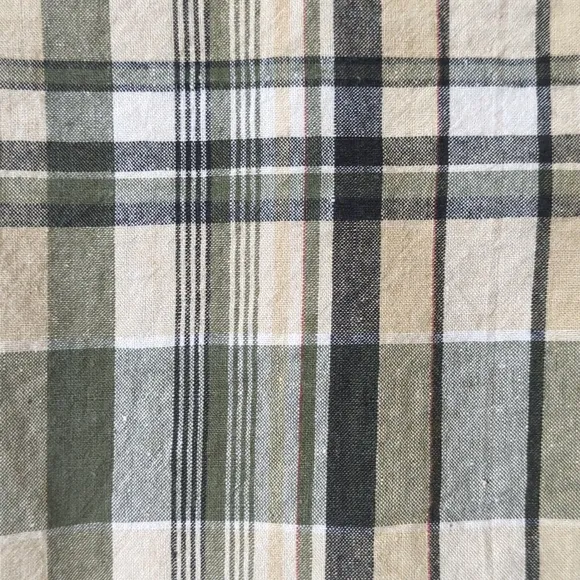 Kikomo 90's Vintage Plaid Linen Blend High Waisted Wide Leg Shorts Sage 13/14