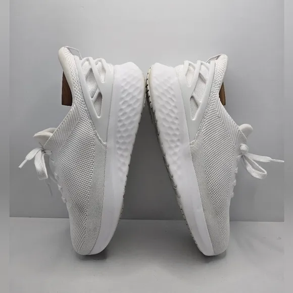Kizik | Athens triple white knit sporty slip-on sneakers | MENS 8.5 (Wide)