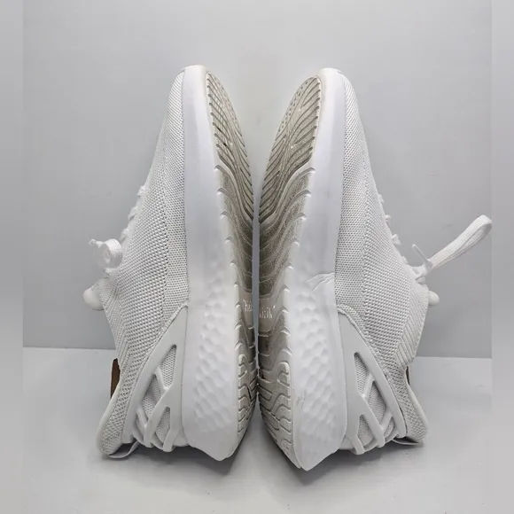 Kizik | Athens triple white knit sporty slip-on sneakers | MENS 8.5 (Wide)