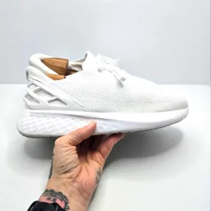 Kizik | Athens triple white knit sporty slip-on sneakers | MENS 8.5 (Wide)