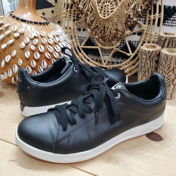 KURU Roam Men's 9.5M Classic Court Sneakers Leather Black Lace Up Low Shoe EUC
