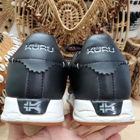 KURU Roam Men's 9.5M Classic Court Sneakers Leather Black Lace Up Low Shoe EUC