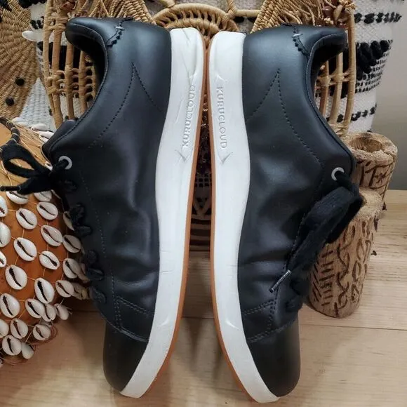 KURU Roam Men's 9.5M Classic Court Sneakers Leather Black Lace Up Low Shoe EUC