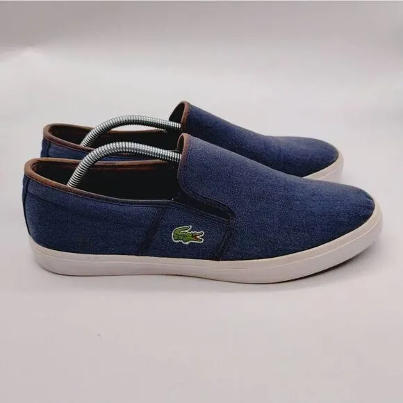 Lacoste Gazon Sport Casual Slip On Sneakers Mens Size 13 Blue Mens Shoes Loafers