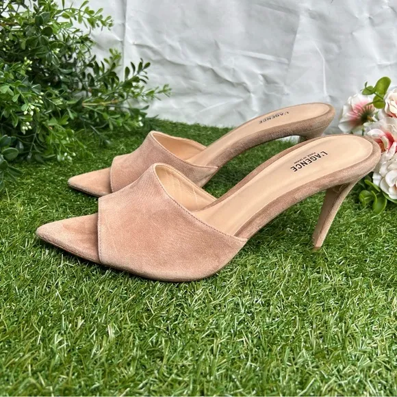 L'AGENCE Open Toe Sandal Lolita Suede Mules Cappuccino size11 US 10.5 new