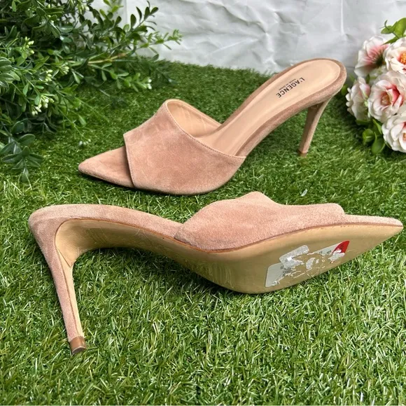 L'AGENCE Open Toe Sandal Lolita Suede Mules Cappuccino size11 US 10.5 new