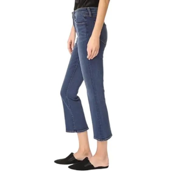 L’AGENCE Serena High Rise Cropped Baby Flare Jeans Size 23 in Azul NWOT