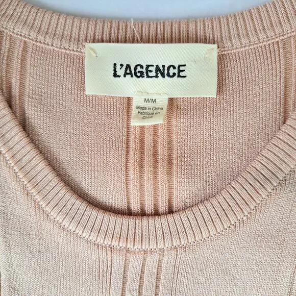 L'AGENCE Shelby Knit Bodycon Midi Dress Size Medium Petal Pink Sleeveless
