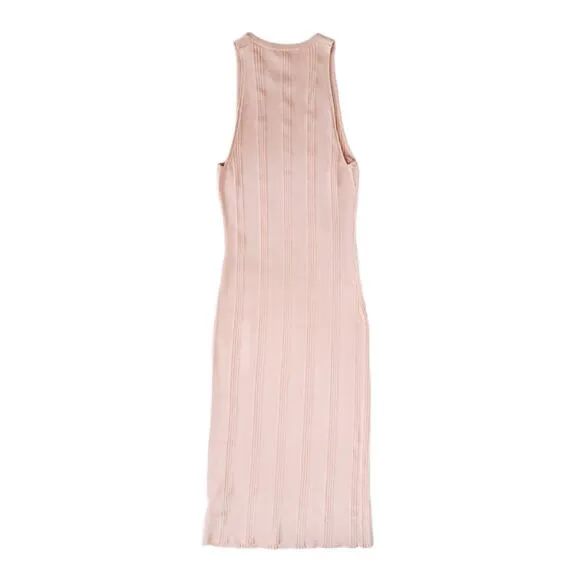 L'AGENCE Shelby Knit Bodycon Midi Dress Size Medium Petal Pink Sleeveless