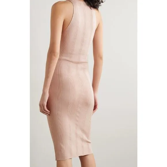 L'AGENCE Shelby Knit Bodycon Midi Dress Size Medium Petal Pink Sleeveless