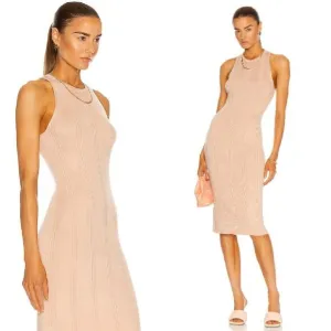 L'AGENCE Shelby Knit Bodycon Midi Dress Size Medium Petal Pink Sleeveless