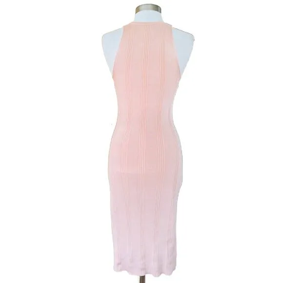 L'AGENCE Shelby Knit Bodycon Midi Dress Size Medium Petal Pink Sleeveless