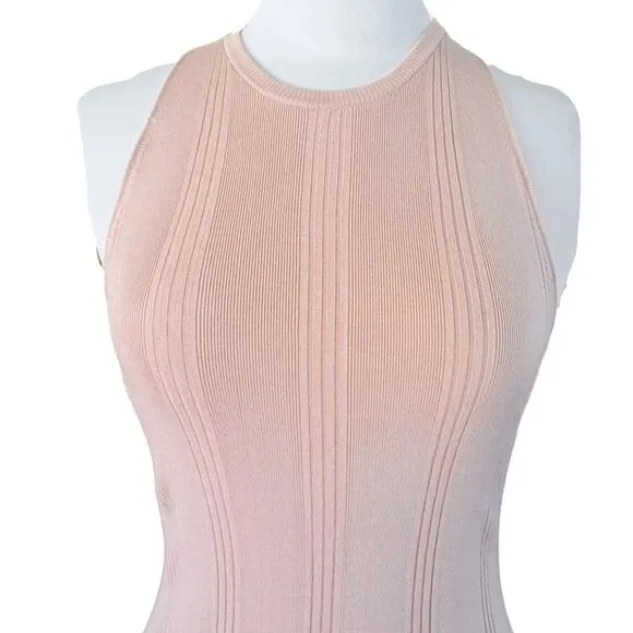 L'AGENCE Shelby Knit Bodycon Midi Dress Size Medium Petal Pink Sleeveless