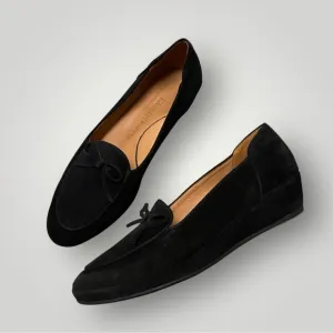 L'Amour Des Pieds Baley Black Kid Suede Loafers Sz 9.5