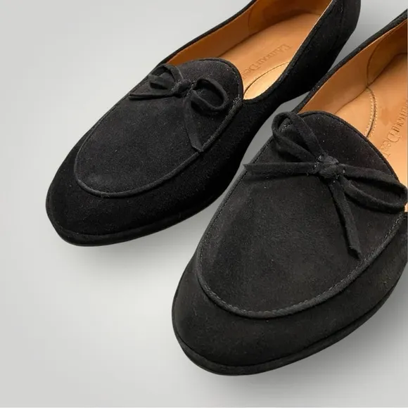 L'Amour Des Pieds Baley Black Kid Suede Loafers Sz 9.5